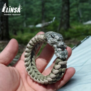 Kutsal Antlaşma Örgü Lider Kaplan Tokalı Paracord Bileklik