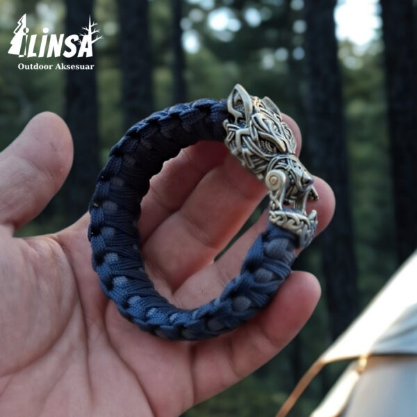 Kral Kobra Örgü Savaşçı Kurt Metal Tokalı Paracord Bileklik