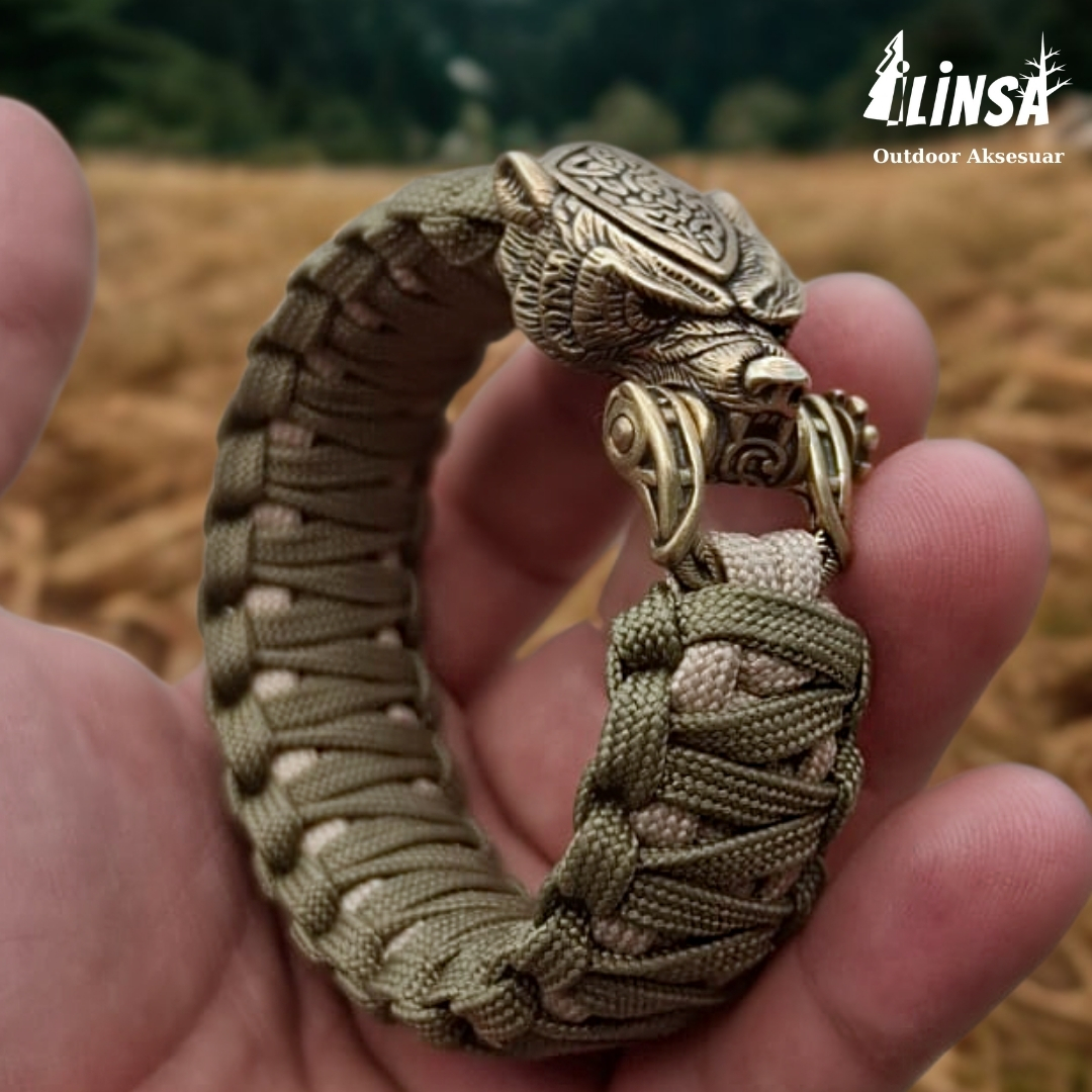 Leopar Bileklik Pirinç & Paracord Type III