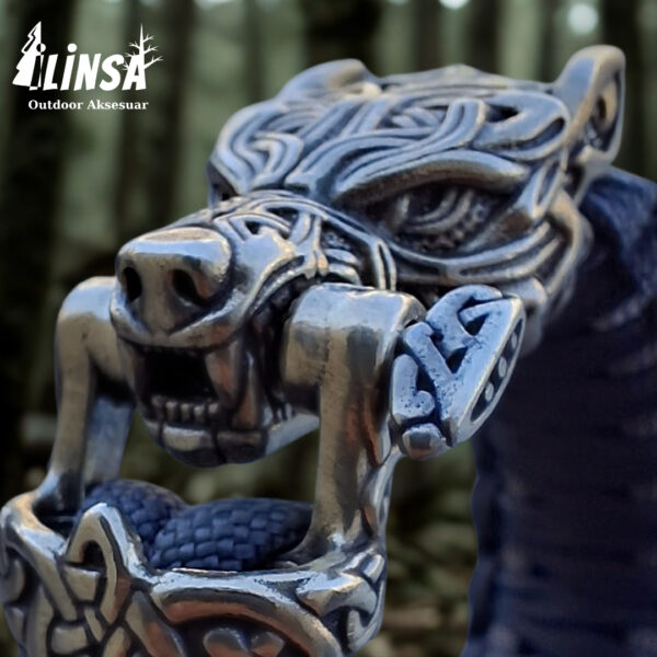 Kral Kobra Örgü Savaşçı Kurt Metal Tokalı Paracord Bileklik - Görsel 3
