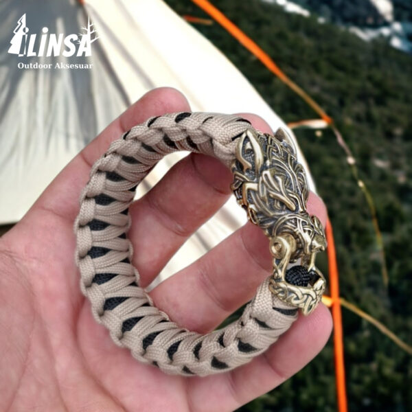 Kral Kobra Örgü Kurt Tokalı Paracord Bileklik