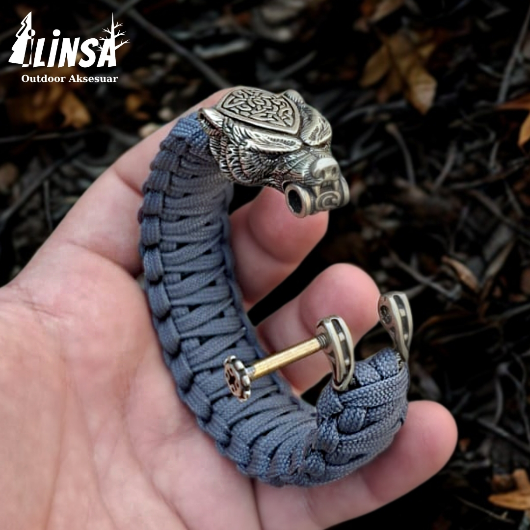 Leopar Bileklik Pirinç & Paracord Type III - Görsel 6